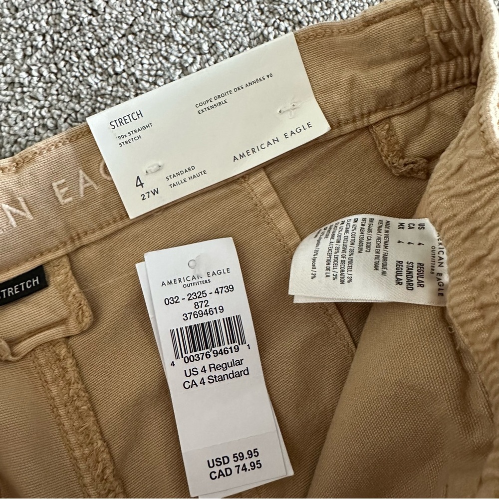 American Eagle '90s Straight Cargo Pants Khaki Tan Women's Size 4 High Rise - Picture 7 of 8